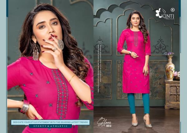 Kinti Glam Girl 8 Rayon Embroidery Straight Cut Kurti Collection